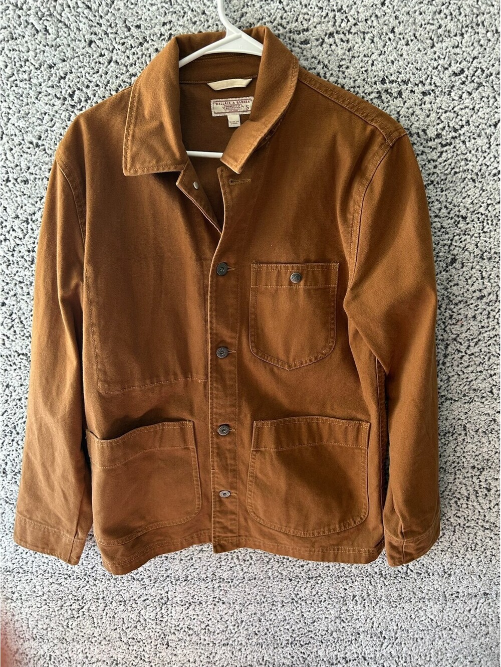 Wallace & Barnes Mens Chore Jacket Small Brown Canvas Workwear Utility Coat